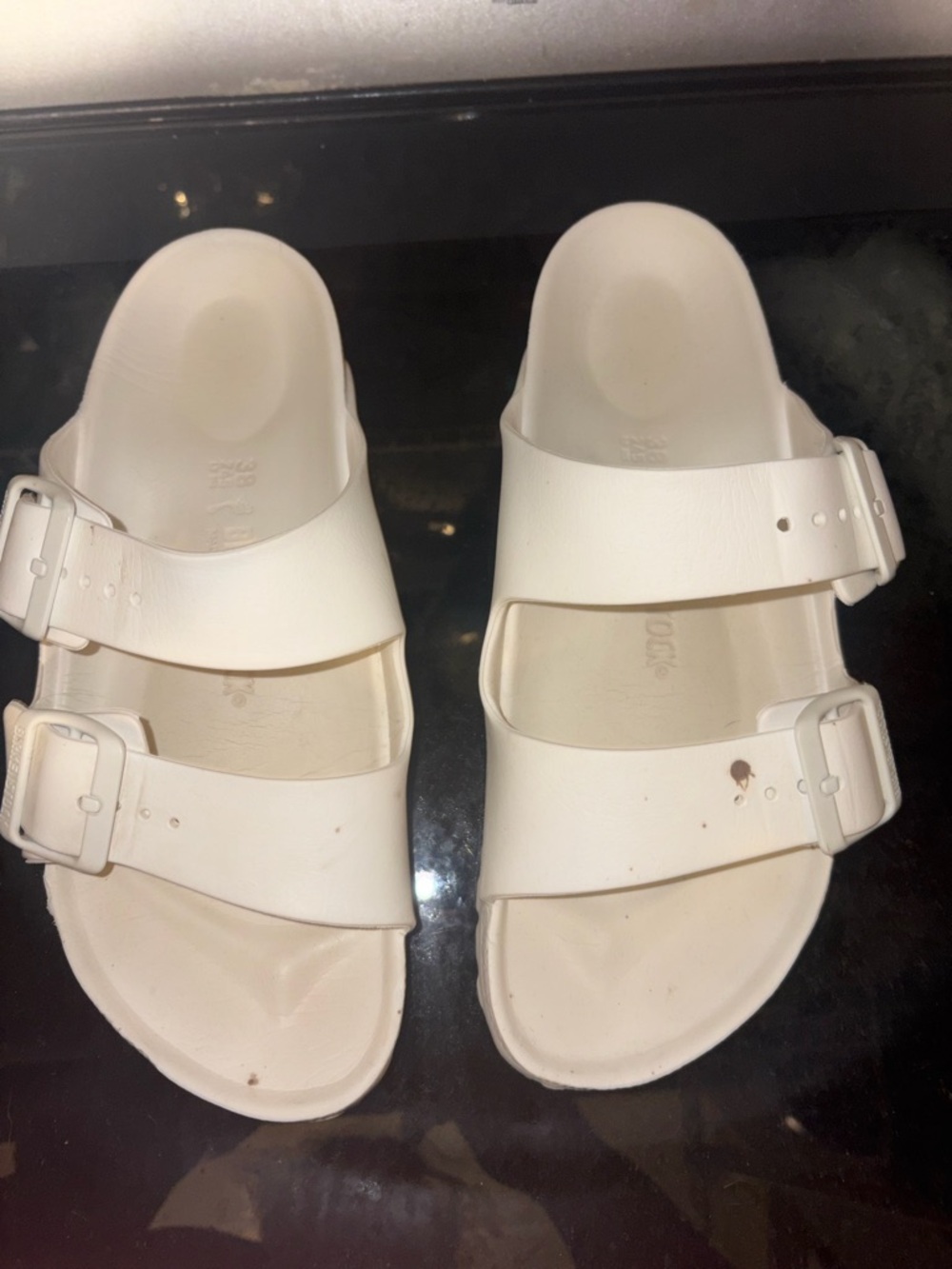Birkenstock White Double-Buckle Slide Sandals Size 38